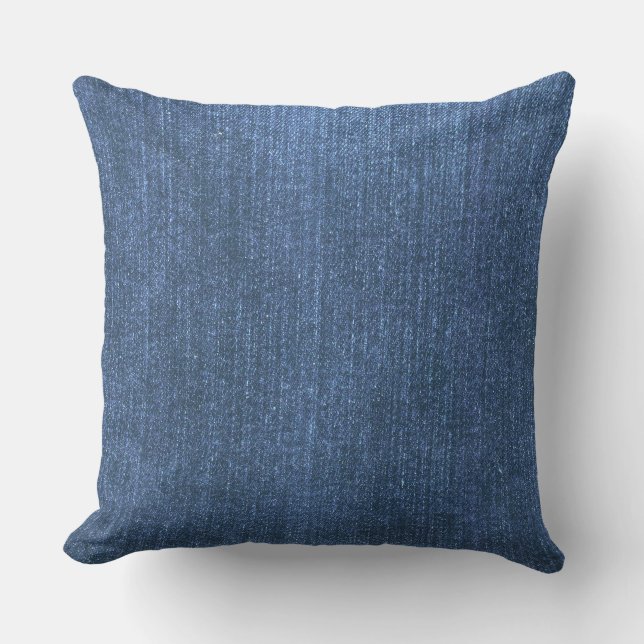 Blaues Wurfskissen des Denims Kissen (Vorderseite)