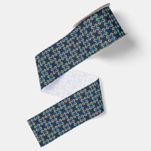 Blaues X abstraktes Muster Ripsband