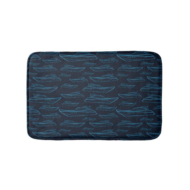 Blaues Yacht-Muster Badematte (Vorderseite)