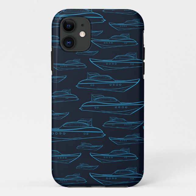 Blaues Yacht-Muster Case-Mate iPhone Hülle (Rückseite)