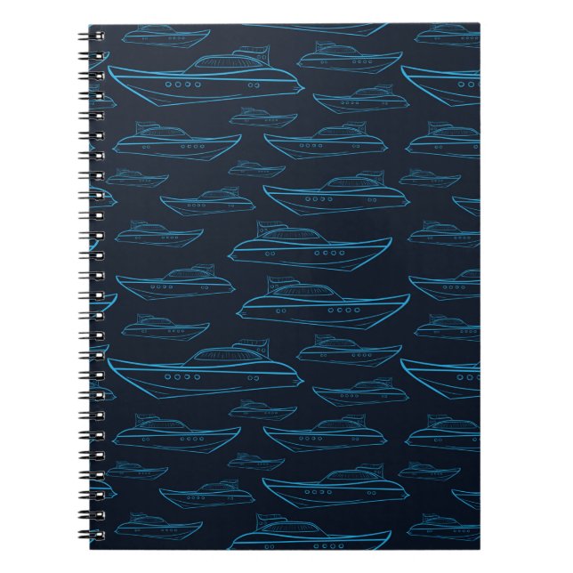 Blaues Yacht-Muster Notizblock (Vorderseite)