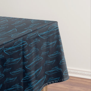 Blaues Yacht-Muster Tischdecke