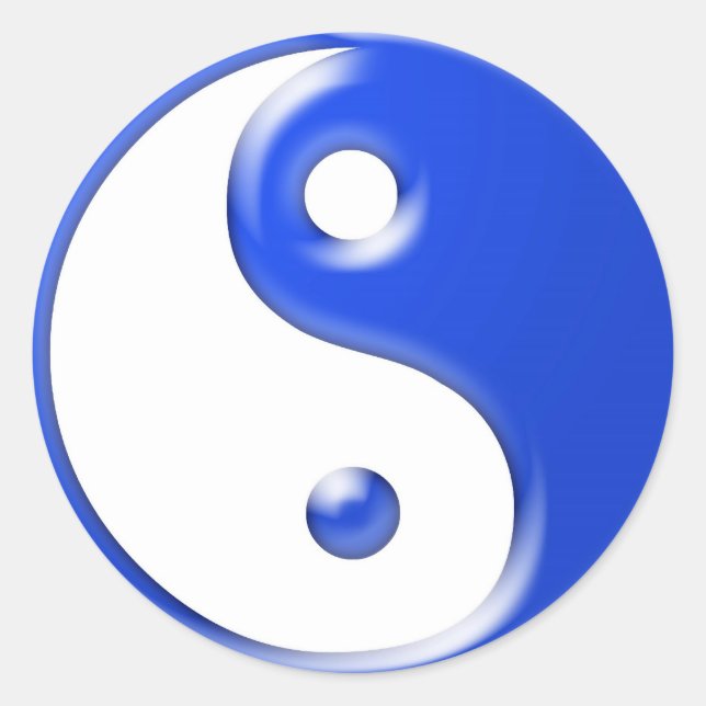 Blaues Yin Yang Runder Aufkleber (Vorderseite)