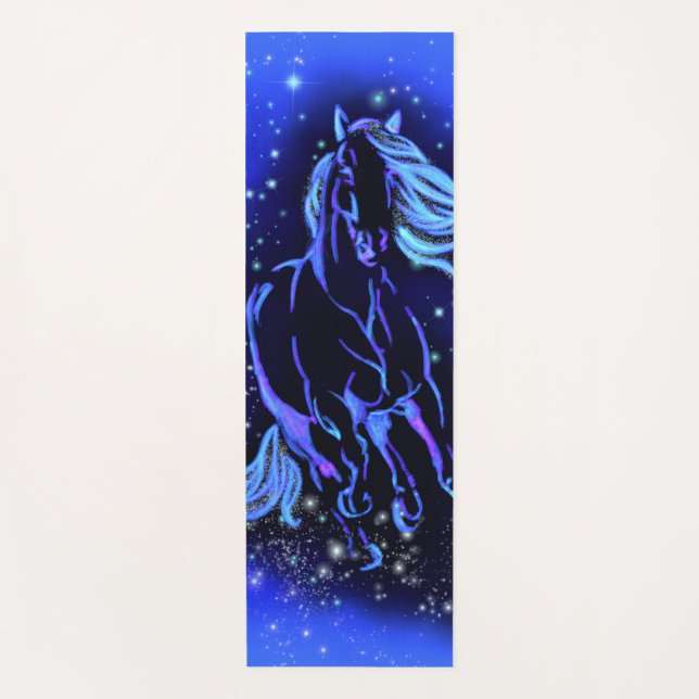 Blaues Yoga-Mat-Pferd in der Starry-Night Yogamatte (Vorderseite)