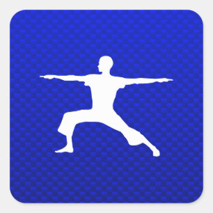 Blaues Yoga Quadratischer Aufkleber