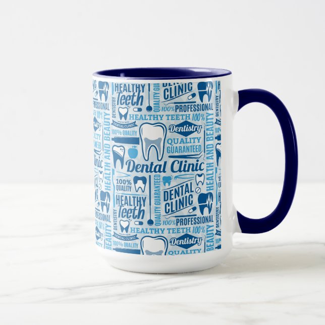Blaues zahnmedizinisches Klinik-Muster Tasse (Rechts)