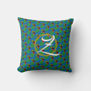 Blaues ZAMBIA-Schriftzeichen Monogram-Kissen Kissen