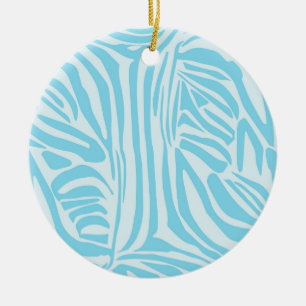 Blaues Zebra-Muster Keramik Ornament
