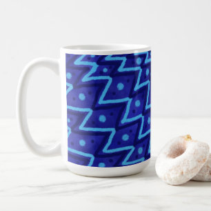 Blaues Zick-Zack-Punkte-Funky-Muster Kaffeetasse