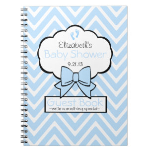 Blaues Zickzack Baby-Duschen-Gast-Buch Notizblock