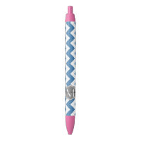 Blaues Zickzack, graues, florales Monogramm