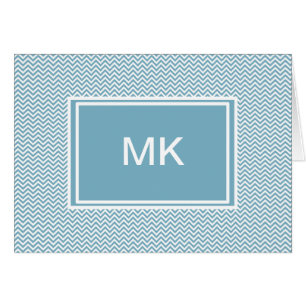 Blaues Zickzack mit Monogramm