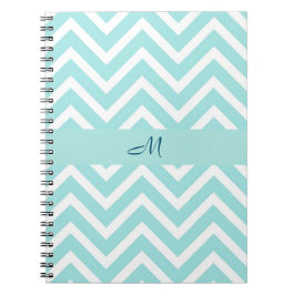 Blaues Zickzack Muster mit Monogramm Notizblock