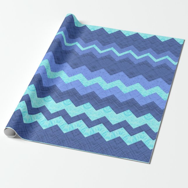 blaues Zickzack Packpapier (Ungerollt)