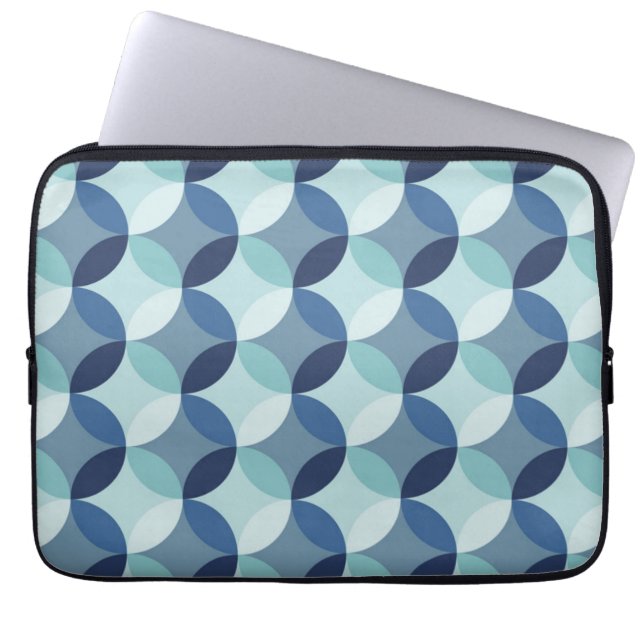Blaues Zirkularmuster Laptopschutzhülle (Vorderseite)