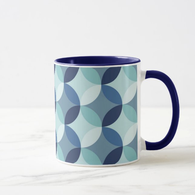 Blaues Zirkularmuster Tasse (Rechts)