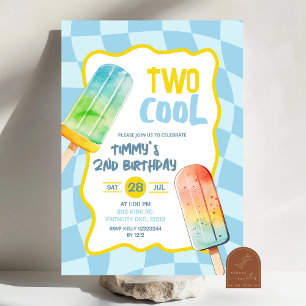 Blaues Zwei Cool Eis Sommer Junge Geburtstag Einladung