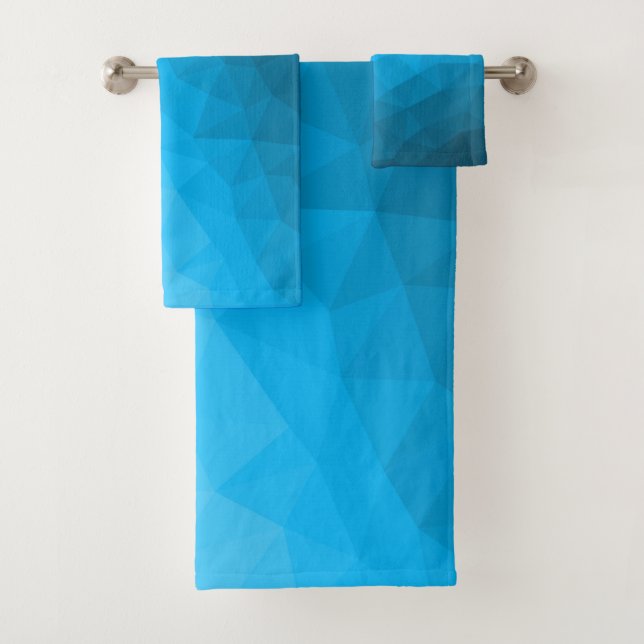 Blaues zyangradientengeometrisches Messprofil Drei Badhandtuch Set (Insitu)