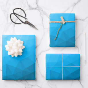 Blaues zyangradientengeometrisches Messprofil Drei Geschenkpapier Set