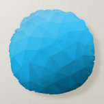 Blaues zyangradientengeometrisches Messprofil Drei Rundes Kissen<br><div class="desc">Dreieck geometrische Masche mit dunkelblauem Ober-Farbverlauf, Muster, Ober, Masche, Dreiecke, Geometrie, Gefälle, cool, Dreieck, hell, blau, cyan</div>