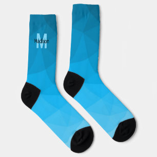 Blaues zyangradientengeometrisches Monogramm Socken