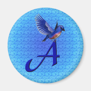 Blauevogel-Monogramm Anfangsbuchstabe A Magnet