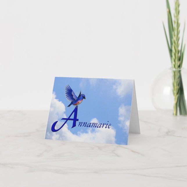 Blauevogel-Monogramm Anfangsbuchstabe A Personalis (Vorderseite)