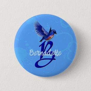 Blauevogel-Monogramm Anfangsbuchstabe B Personalis Button