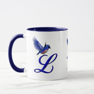 Blauevogel-Monogramm-Initiale L Elegant Personalis Tasse