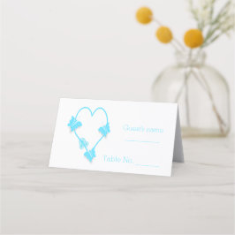 Blaufarbene Butterfly Herzdesign Hochzeit Platzkarte