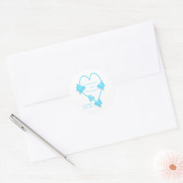 Blaufarbene Butterfly Herzdesign Hochzeit Runder Aufkleber