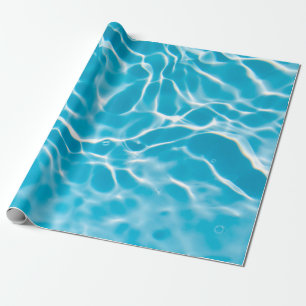 Blaufarbene klare, ruhige Wasseroberfläche mit Te Geschenkpapier