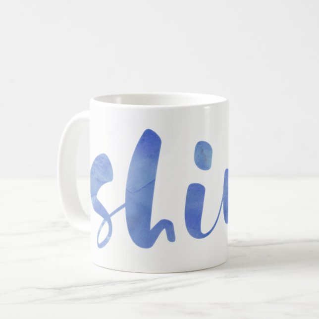 Blaufarbentypografie | Shine Kaffeetasse (Vorderseite Links)