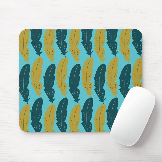 Blaufedermuster Mousepad (Mit Mouse)