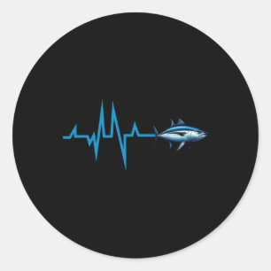 Blauflossenthunfisch Heartbeat Ekg Pulseline Deep  Runder Aufkleber