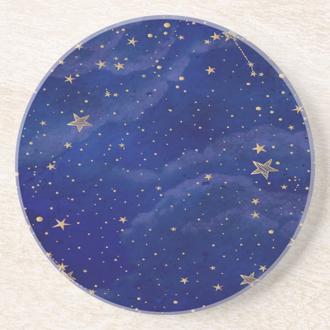 Blaugalaxie mit goldenen Sternen Getränkeuntersetzer (Vorne)