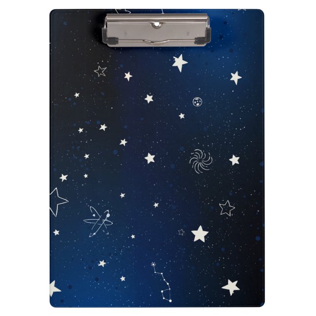 Blaugalaxie mit Sternen Klemmbrett (Vorderseite)