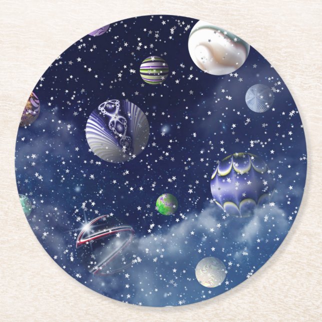 Blaugalaxie Runder Pappuntersetzer (Vorderseite)