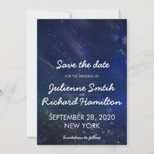 Blaugalaxie Save the Date In den Sternen geschri