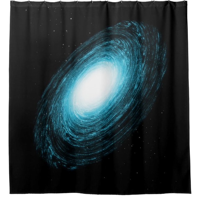 Blaugalaxie und Sterne Duschvorhang (Vorderseite)