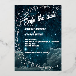 Blaugalaxie Wolke 9 Hochzeit sicher das Datum Folieneinladung