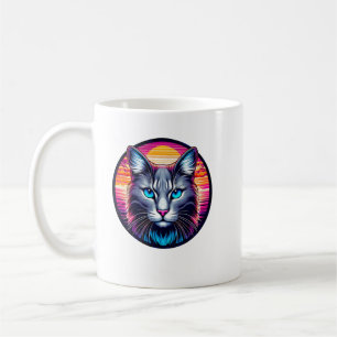 Blaugäugige Sonnenaufgang Katze Kaffeetasse