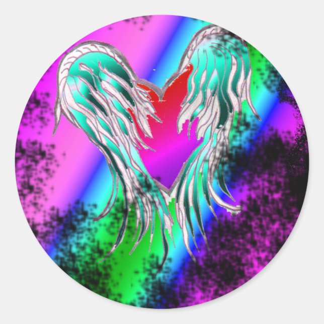 blaugeflügelte Herzkleber Runder Aufkleber (Vorderseite)