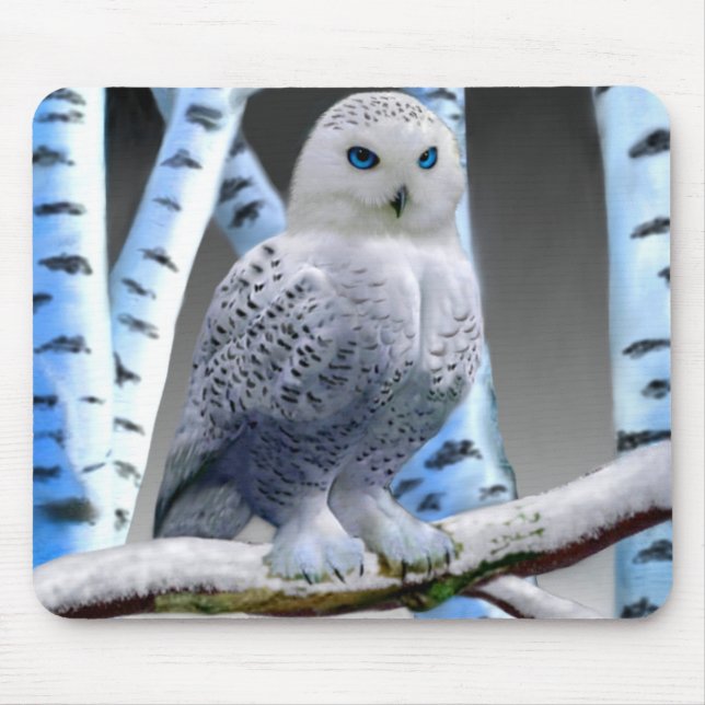 Blaugefrorener Schneeeule Mousepad (Vorne)