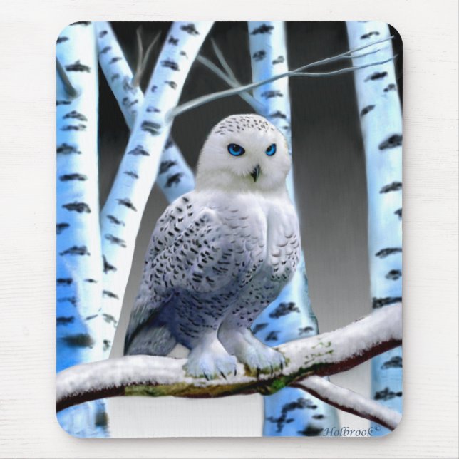 Blaugefrorener Schneeeule Mousepad (Vorne)