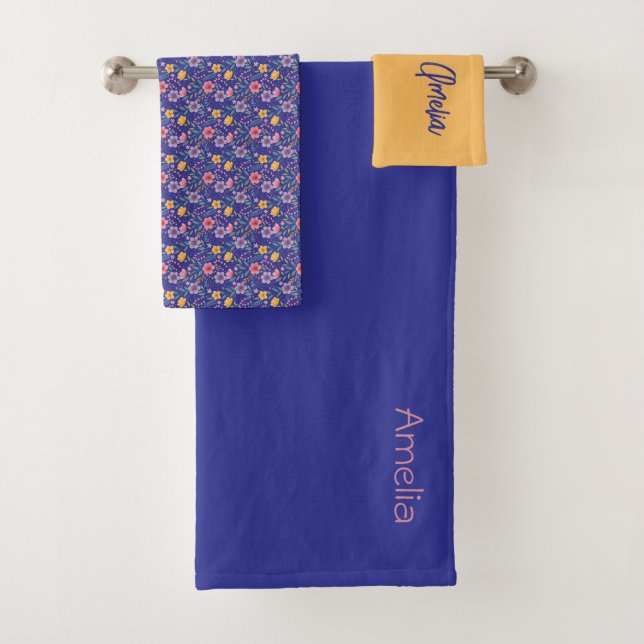 Blaugelbe, einfache Wildblume Badhandtuch Set (Insitu)
