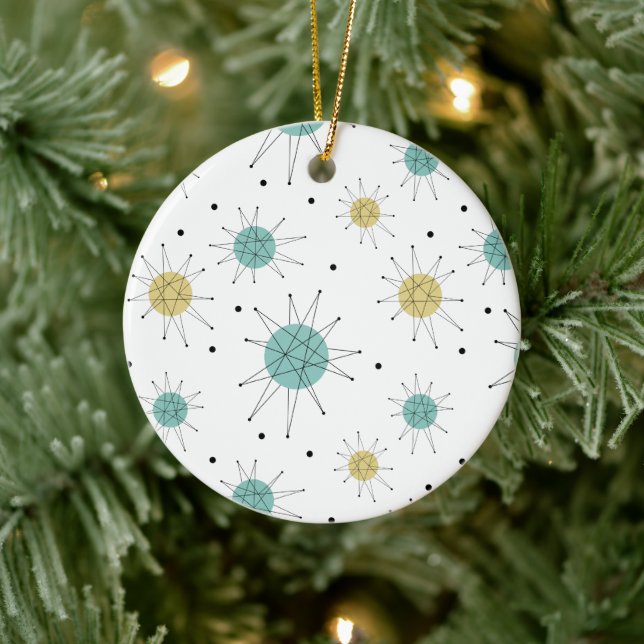 Blaugelbe Franziskaner Sternexplosion Mitte Jahrhu Keramik Ornament (Baum)