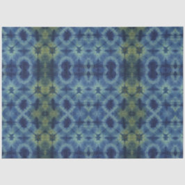 Blaugelbe Gefärbte Krawatte Traditionelles Muster Seidenpapier