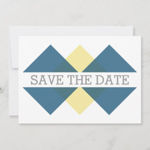 Blaugelbe geometrische Triade Save the Date einlad