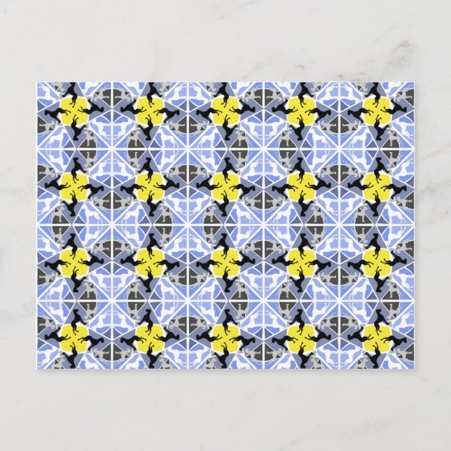 Blaugelbe Große Dänen Postkarte (Vorderseite)